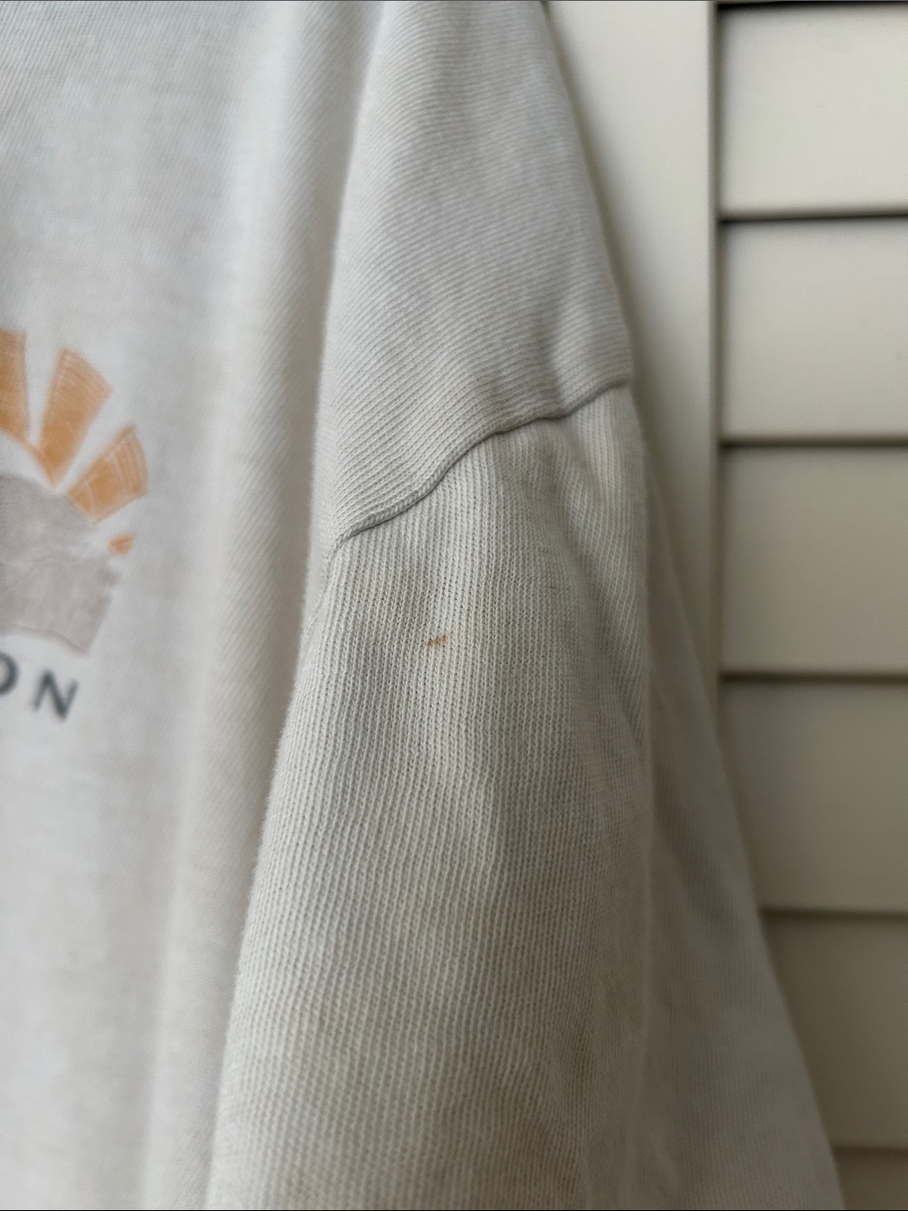 Brixton Oversize Look Light Gray/Beige Tee with Sun Logo Size S - Picture 6 of 6